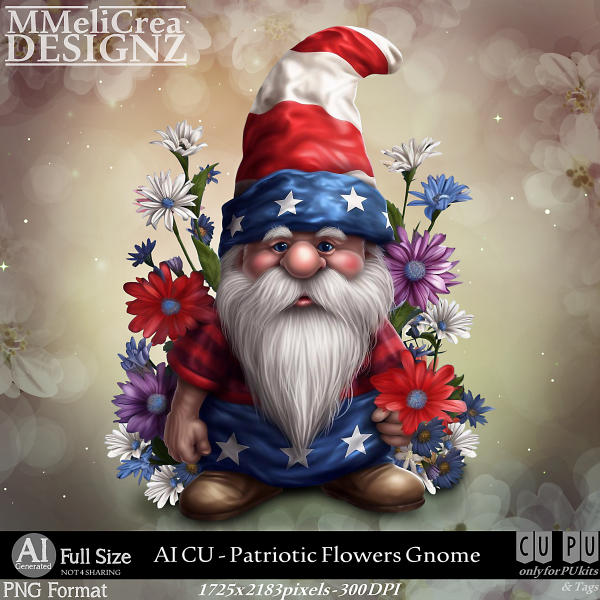 AI - CU Patriotic Flowers Gnome (CU4PU/PNG) - Click Image to Close